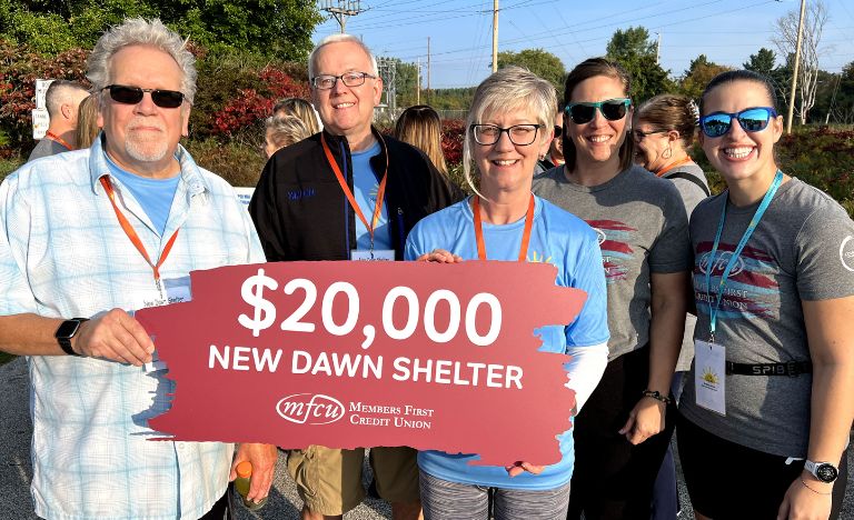 Members First Credit Union donation to New Dawn Shelter of Gladwin County